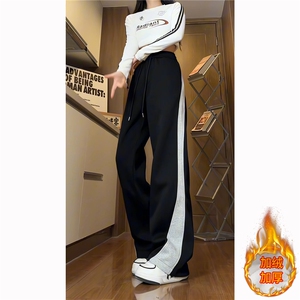 815A-K321-P50控88 冬季加绒加厚保暖拼接慵懒宽松休闲裤卫裤女图片