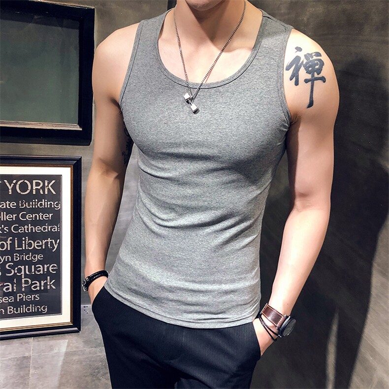 618-特p20夏季无袖坎肩背心男纯棉修身运动健身男士宽肩汗衫,男装背心/马甲,电商D303