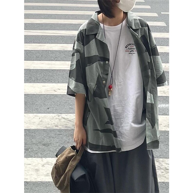 网图有货 夏季设计感拼色宽松五分袖衬衣休闲薄款衬衫 A597-P25图片
