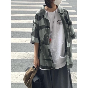 网图有货 夏季设计感拼色宽松五分袖衬衣休闲薄款衬衫 A597-P25图片
