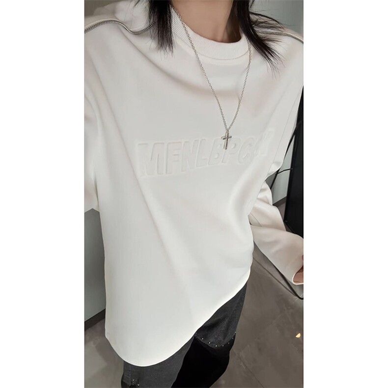 秋季美式高街cleanfit凹凸字母钢印打底长袖袖货号C25186P45,男装卫衣,电商A063