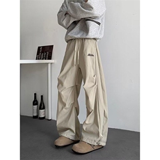 美式复古褶皱伞兵弯刀工装加绒裤新款男女宽松阔腿裤A658/P42，男装休闲裤，星座506