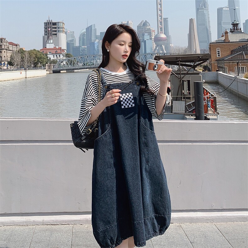 春现减龄简约花苞裙牛仔灯笼裙套装B190-F8707-P105-K158-T40-k1,女装套装/套裙,2B190