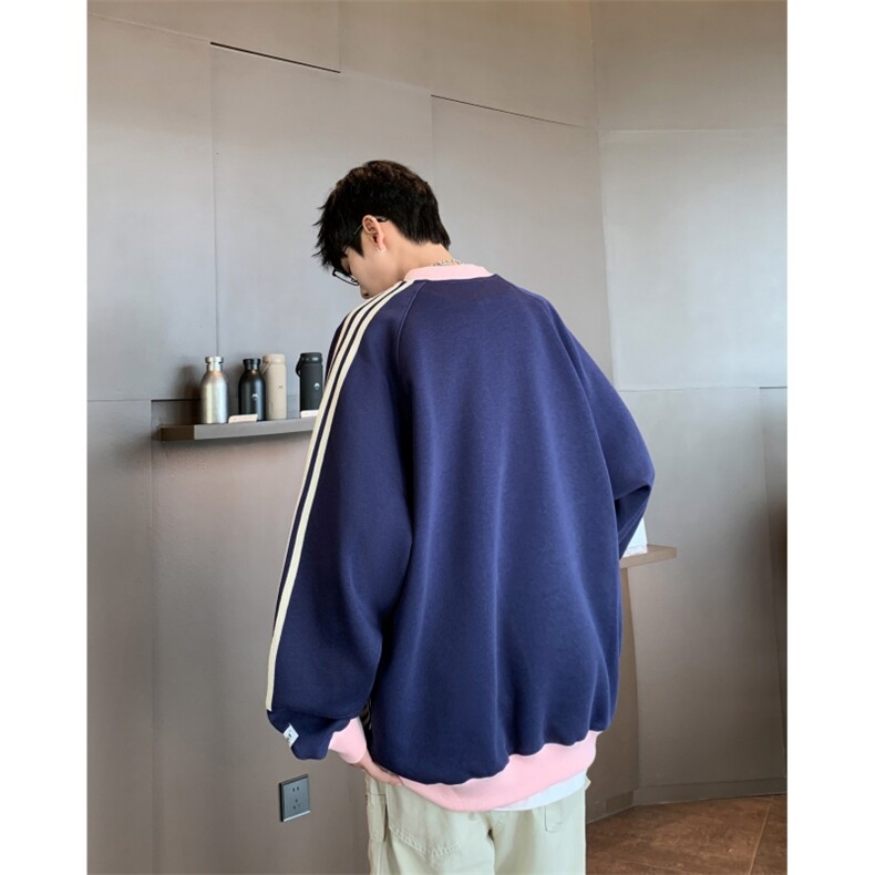 新款美式潮牌复古V领球衣卫衣男女春秋季情侣套头外套上衣宽松,女装短外套,星座505-2（原电商A260-1)