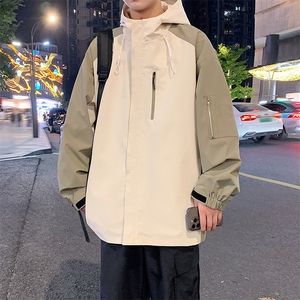 港风拼接上衣夹克宽松落肩拼色冲锋衣外套 JK839 P75图片
