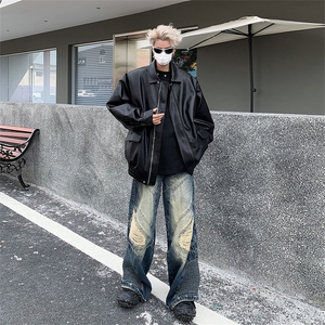 皮衣男女同款外套2024新款秋冬季复古棕色夹克机车美拉德潮牌图片