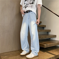 2025夏季新款美式高街褶皱宽松冰丝牛仔裤B315-K672-P55控78，男装牛仔裤，电商B315