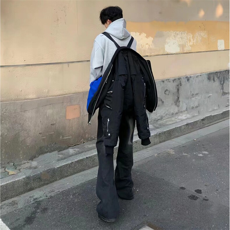 美式ins高街hiphop重工艺水洗暗黑微喇牛仔裤货号K2401P60,男装牛仔裤,电商A063