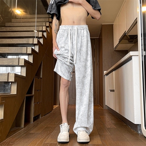 休闲裤男夏季新款港风宽松冰丝阔腿裤CK2116-特P35图片