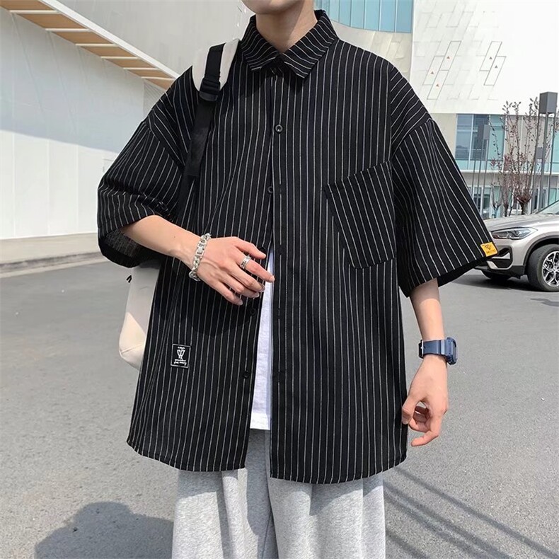 夏季短袖衬衫潮流帅气休闲衬衫条纹衬衫C550P28,男装衬衫,星座1116-2