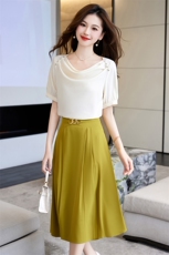 气质女神范高端套装女夏御姐2025新款堆堆领大摆裙两件套，女装套装/套裙，火爆靓佳人