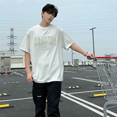 万针全刺绣工艺抖音得物高品质260克重磅纯棉双纱美式高街短袖T恤，男装T恤，电商A486