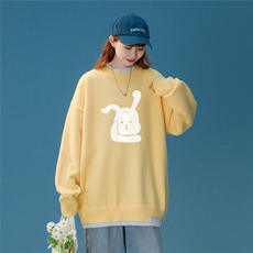 中性风秋/冬新款趣味小兔百搭保暖圆领假两件套头毛衣M216P65控88，男装针织衫/毛衣，A247A