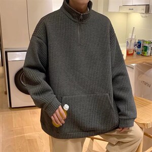 华夫格卫衣男生春秋季新款纯色半拉链外套WF64P35,男装卫衣,星座1116-2