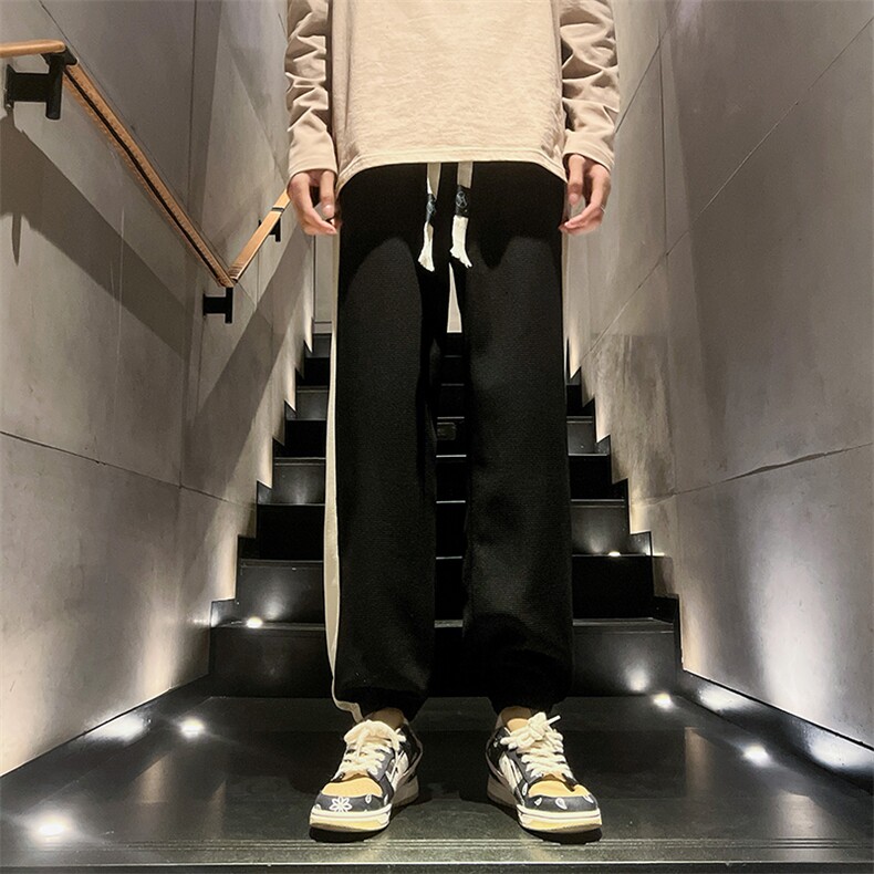 K011P45内景楼梯2024秋季华夫格宽松百搭卫裤大码束脚休闲裤,男装休闲裤,电商A026-1