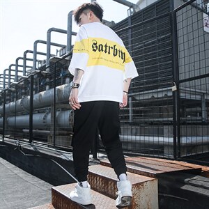 2023夏季新款短袖T恤套装运动休闲宽松潮流两件套男装F12P68图片