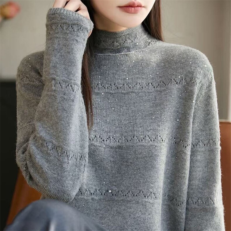 毛衣女冬季加厚外穿内搭套头圆领短款小个子时尚针织衫打底衫上衣，女装针织衫/毛衣，暖姿羊绒