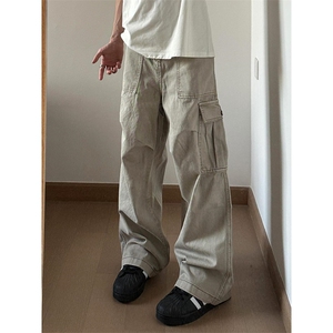 美式复古cleanfit多口袋工装裤男女宽松阔腿休闲长裤 KX825图片