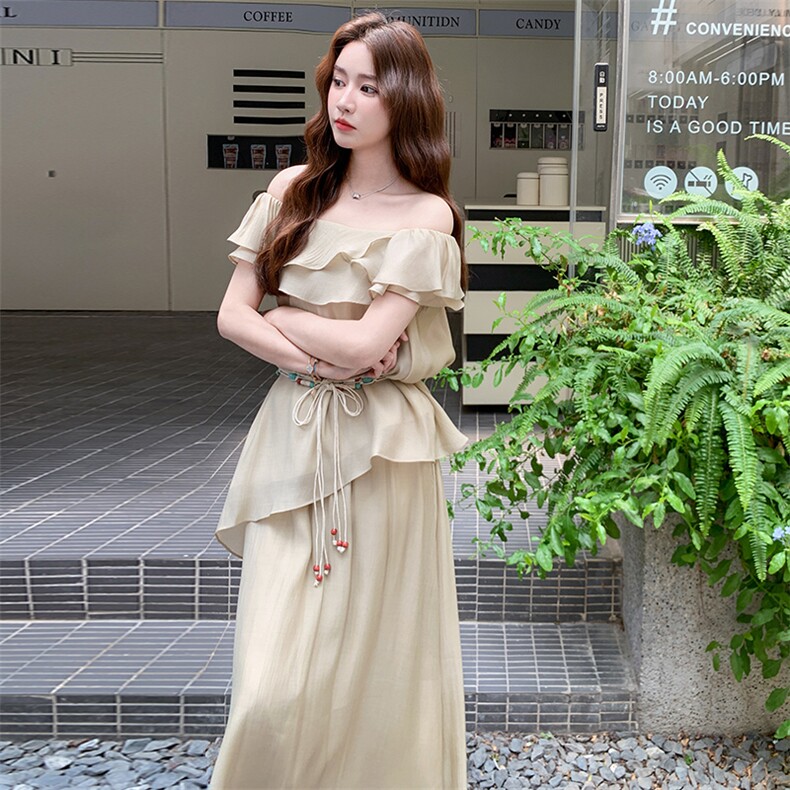 法式减龄上衣半身裙时尚套装女2025夏季新款高级感显瘦气质两件套,女装套装/套裙,纯色衣恋