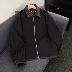 混纺条纹拼接假两件毛边Cleanfit高知极简夹克外套男JK0227-P75图片