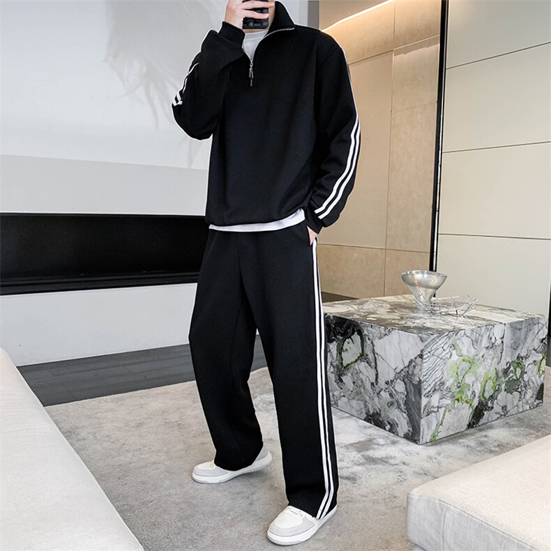 休闲运动套装拼接撞色纯色卫衣卫裤两件套A328-2303-P140-K199,男装休闲套装,星座406
