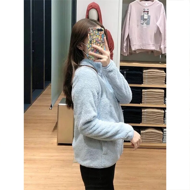高品纯色厚实拉链茄克长绒保暖显瘦立领摇粒绒外套男女A1194-P40,男装棉衣,星座1505