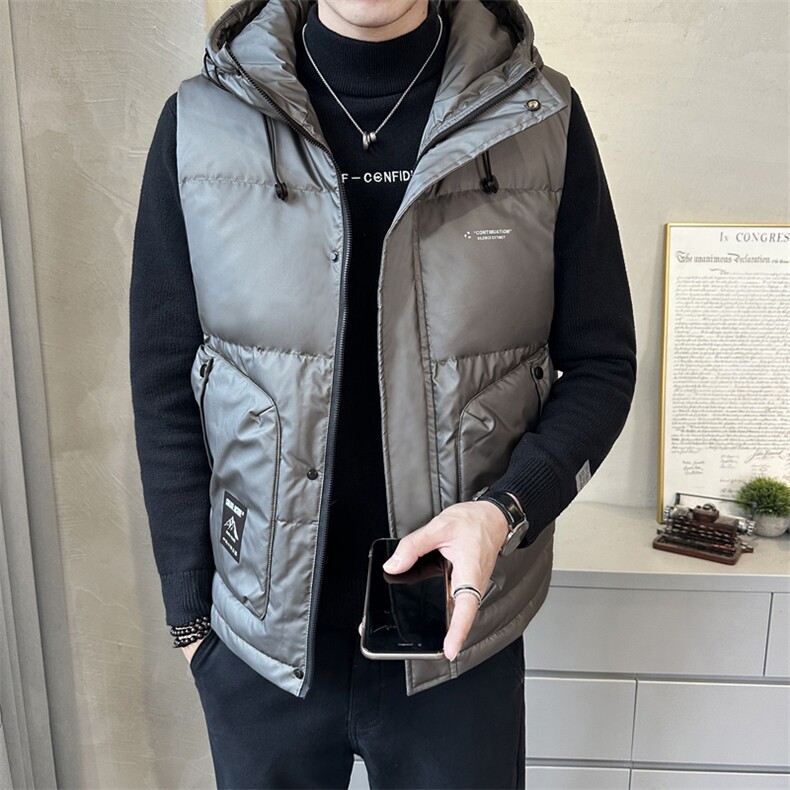 短款连帽羽绒马甲男休闲日系面包服保暖外套马夹背心M613-P130,男装背心/马甲,电商A239