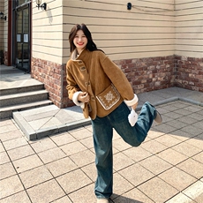复古麂皮绒羊羔毛外套女冬季2025新款韩系皮毛一体保暖小个子棉服，女装皮草，2C126