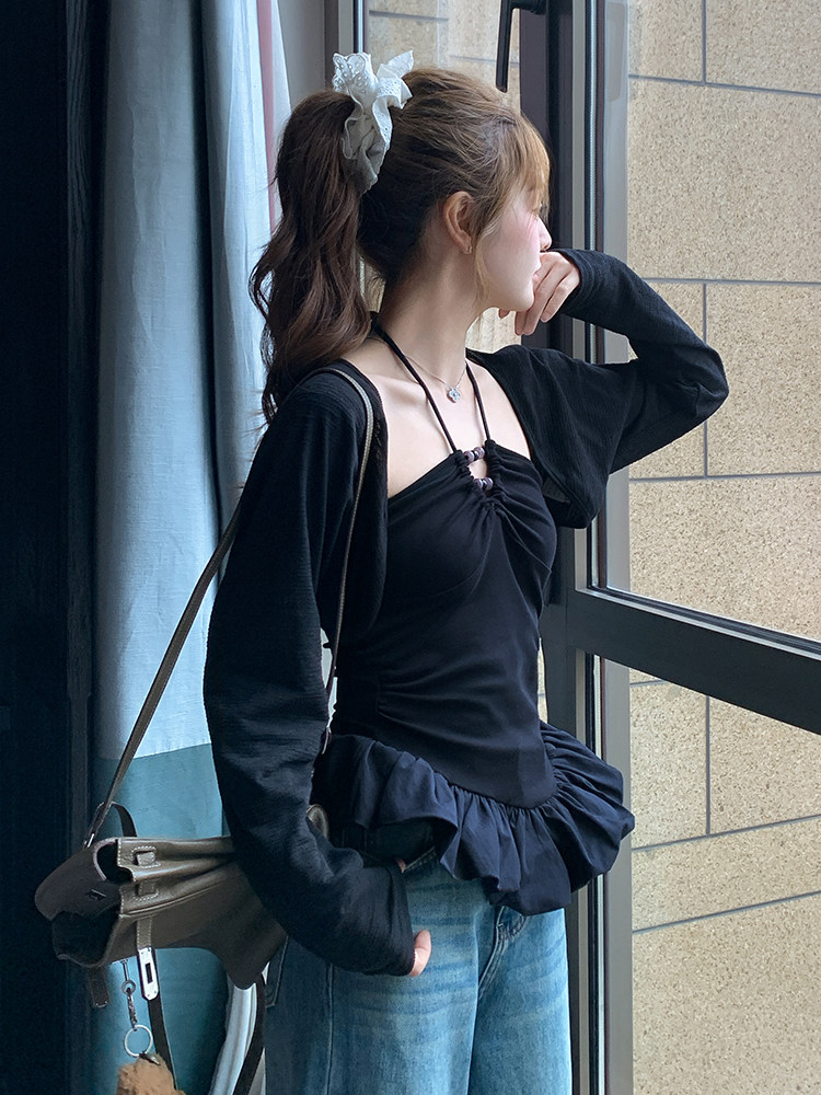 1D091纯色系带串珠两件套8441-P90-K138,女装套装/套裙,3200格调