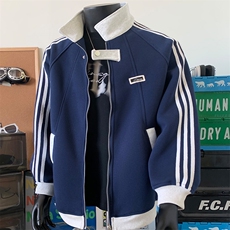 加绒加厚-高品质-拼接条纹设计感外套男cp122jr-特p55，女装短外套，电商B371