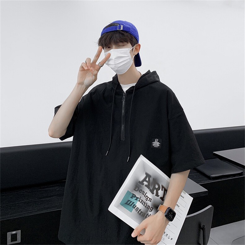 2025夏装连帽短袖宽松衬衫男户外防晒衬衣C302P40,男装防晒衣,电商C323