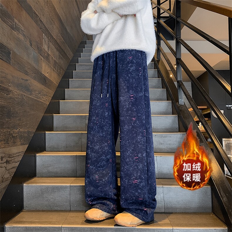 秋冬加绒加厚水洗破洞运动卫裤A579-1特P55常规款A579P48,男装休闲裤,电商A309