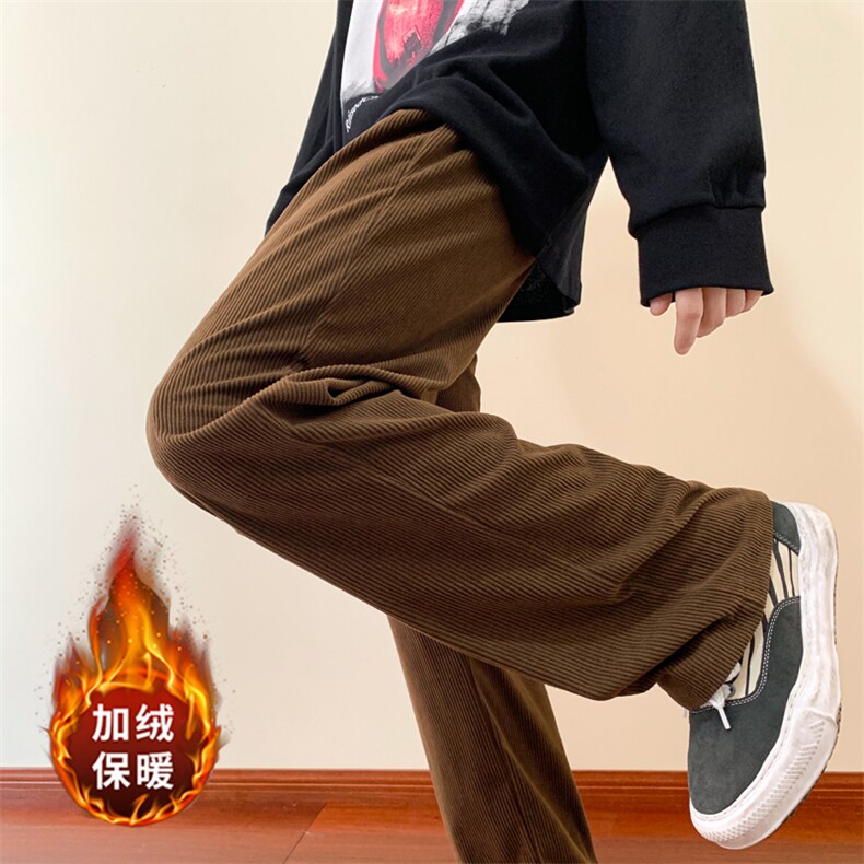 加绒秋款垂感休闲裤宽松直筒裤灯芯绒拖地裤常规45，加绒55图片