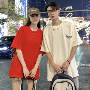 210克纯棉宽松正肩短袖T恤情侣男女23色S-5XL男女团队服支持定制图片