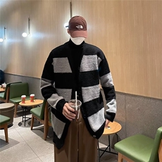 秋冬季软糯厚实毛衣男开衫日系宽松条纹毛衫针织衫外套MZ368-P59，男装针织衫/毛衣，星座412