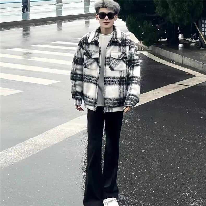现货青少年小香风外套潮高级感男生韩系穿搭秋冬痞帅翻领美式呢子,女装短外套,星座218-1（原230）
