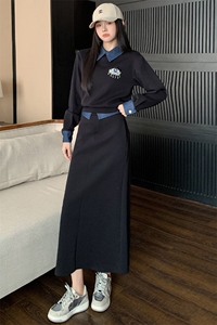 【五季家】现货直降活动特价清仓大码胖mm显瘦套装女撞色衬衣半裙图片