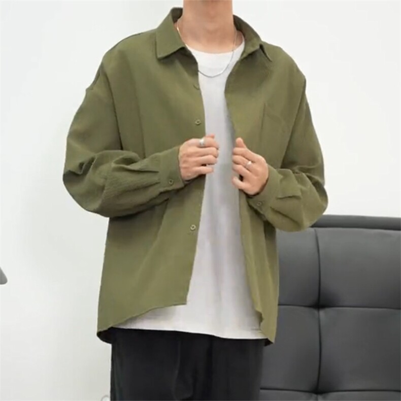 现货2025早春新款上衣男装外搭长袖衬衣设计感潮男CS001-特P38,男装衬衫,电商A178