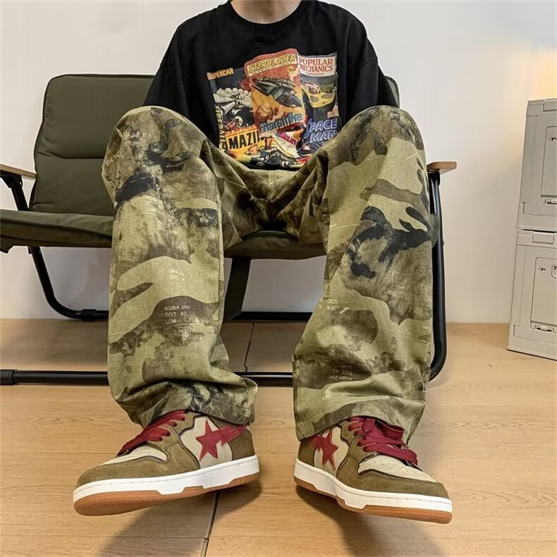 男秋季新款港风休闲裤迷彩纯棉工装裤K7102P42,男装休闲裤,星座1116-2