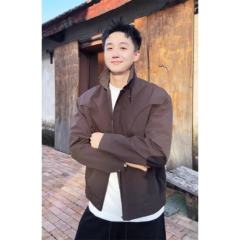 现货~自制撞色格子翻领工装外套哈灵顿夹克JK991P78,男装夹克,星座908
