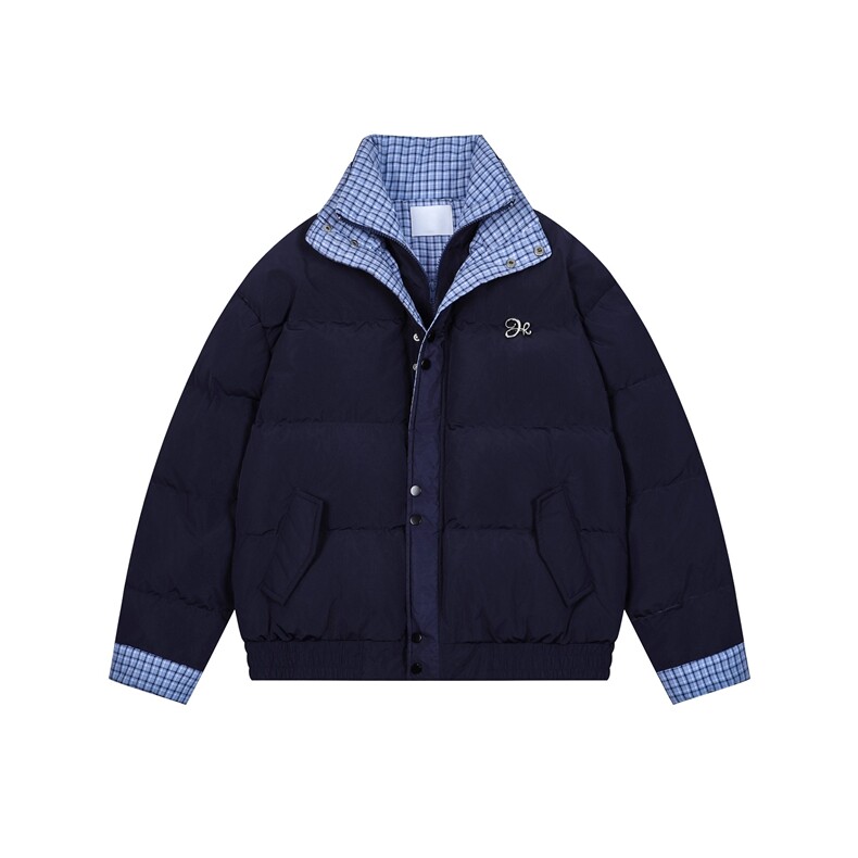 网图美式加厚撞色格子假两件棉服外套棉衣面包服MY960/P88,男装棉衣,星座221-5