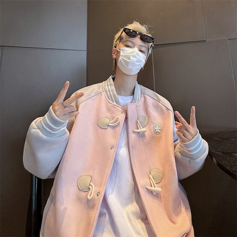 美式复古牛角扣棒球服外套女2024春宽松设计感小众夹克潮J203,男装夹克,星座1116A-1（原606A）