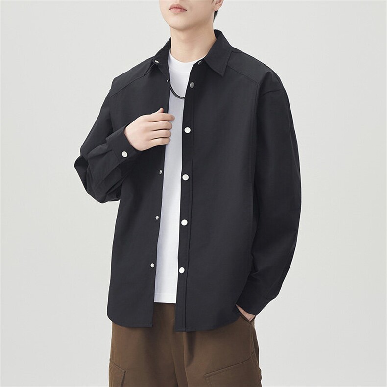 秋季纯色长袖衬衣男宽松落肩质感衬衫外套DSA157B-CS4500-P50图片
