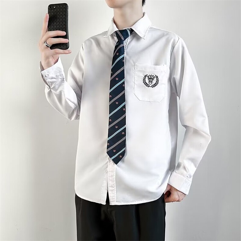 送领带长袖衬衫男情侣JK制服衬衫学院风学生班服衬衣 CK01图片