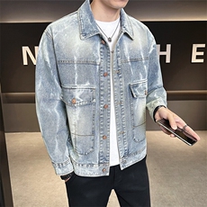 浅色牛仔夹克外套男春季2025新款水洗潮牌上衣A313-1711-P155，男装夹克，电商A313