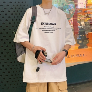 1港风新风休闲情侣大码M-5XL嘻哈潮短袖T恤男DT7795P25控38图片