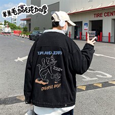 羊羔毛牛仔外套男冬季新款加绒加厚港风外套JK803-P95128图片
