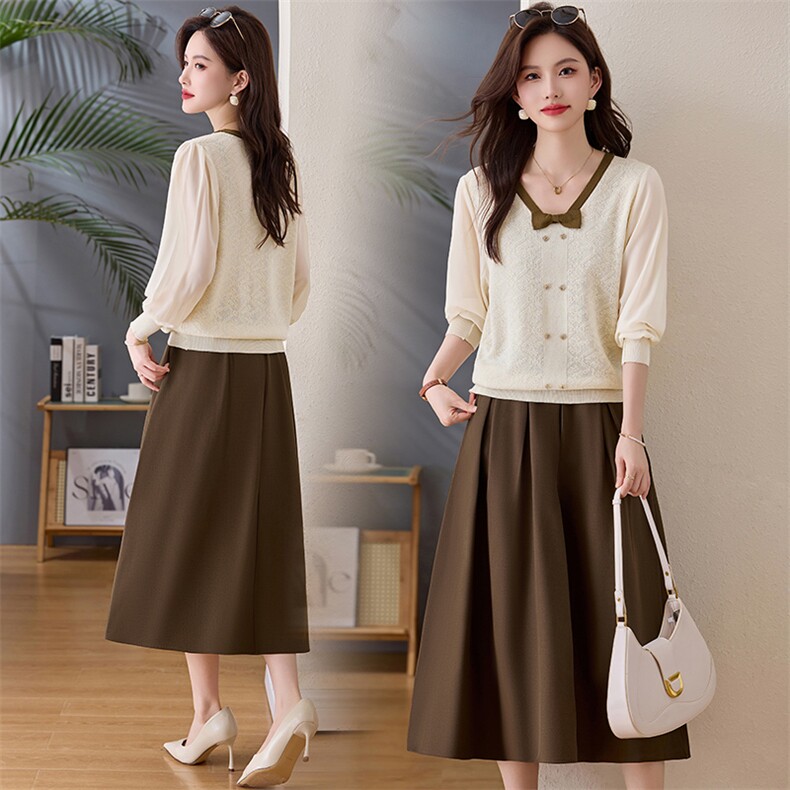 欣贝拉春装新款轻熟风2026年春季女两件套针织裙子【现货】应季款，女装套装/套裙，欣贝拉