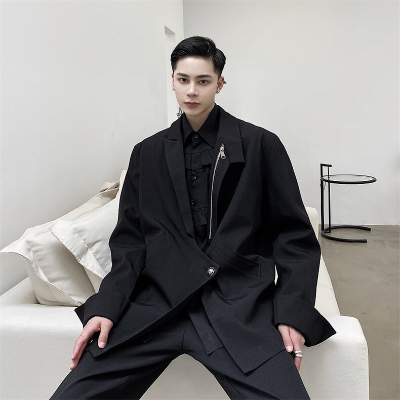 红西服上衣拉链装饰斜插袋外套男A345-167-P125,男装西服,电商A345