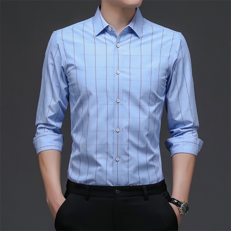 DN211712男式2023年春季新款长袖衬衫男装商务时尚休闲衬衣P765图片